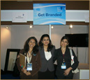 At her booth at the Microsoft Women's conference