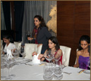 Suneeta teaching Fine Dining tips to the May Queen Ball beauty pageant contestants